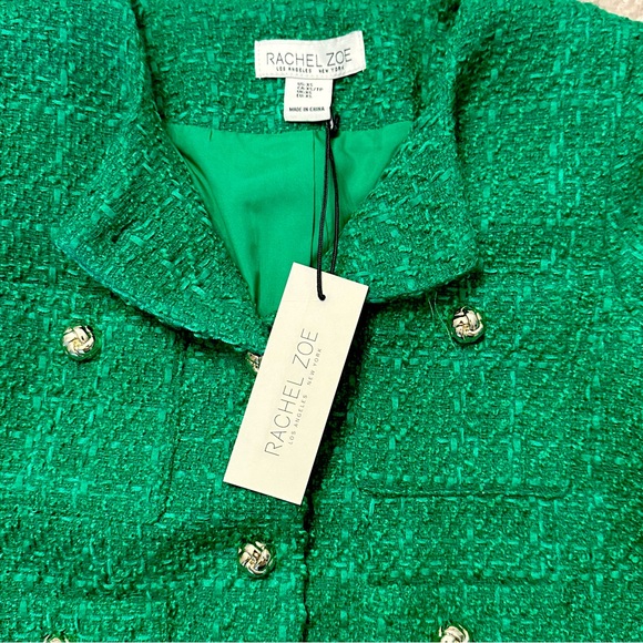 Rachel Zoe NWT Green Tweed Blazer Golden Button Size XS - Picture 6 of 9